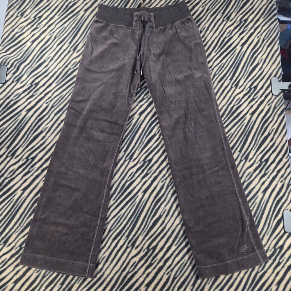 Vintage Nike Sportswear Velour Track Pants Y2K Chocolate Brown Women Medium
